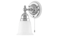 Lampetter-Karlskrona Lampfabrik Adelborg - Förnicklad / Brytare / Vitt fäste