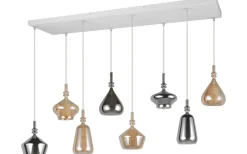 Avlånga Taklampor < Trio Lighting Aldea Takpendel 8 st 115cm E14 bärnsten/förkromad