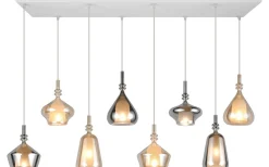 Avlånga Taklampor < Trio Lighting Aldea Takpendel 8 st 115cm E14 bärnsten/förkromad