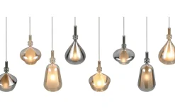 Avlånga Taklampor < Trio Lighting Aldea Takpendel 8 st 115cm E14 bärnsten/förkromad