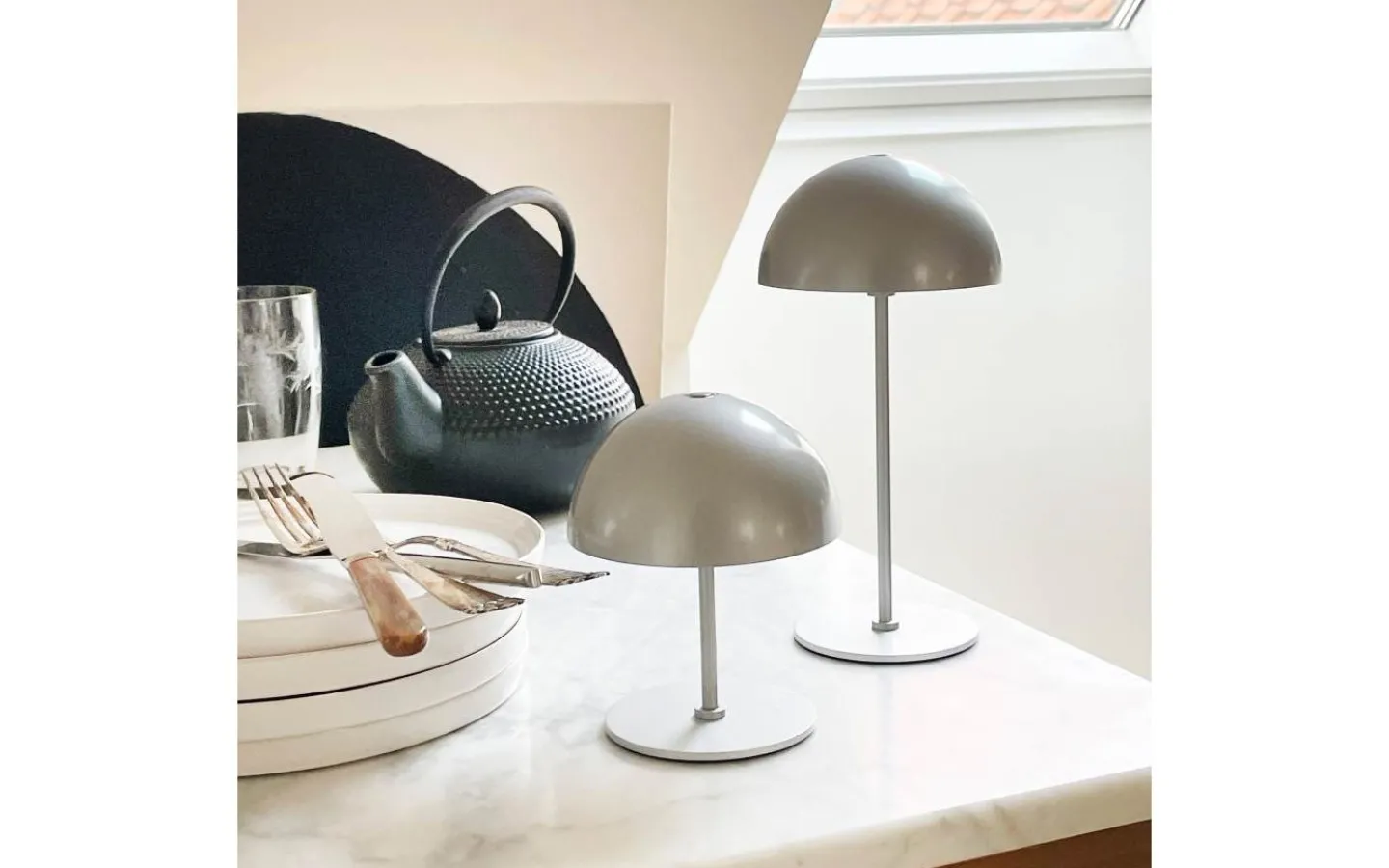 Bordslampor-Dyberg Larsen Along Uppladdningsbar Bordslampa 2-Pack Silver