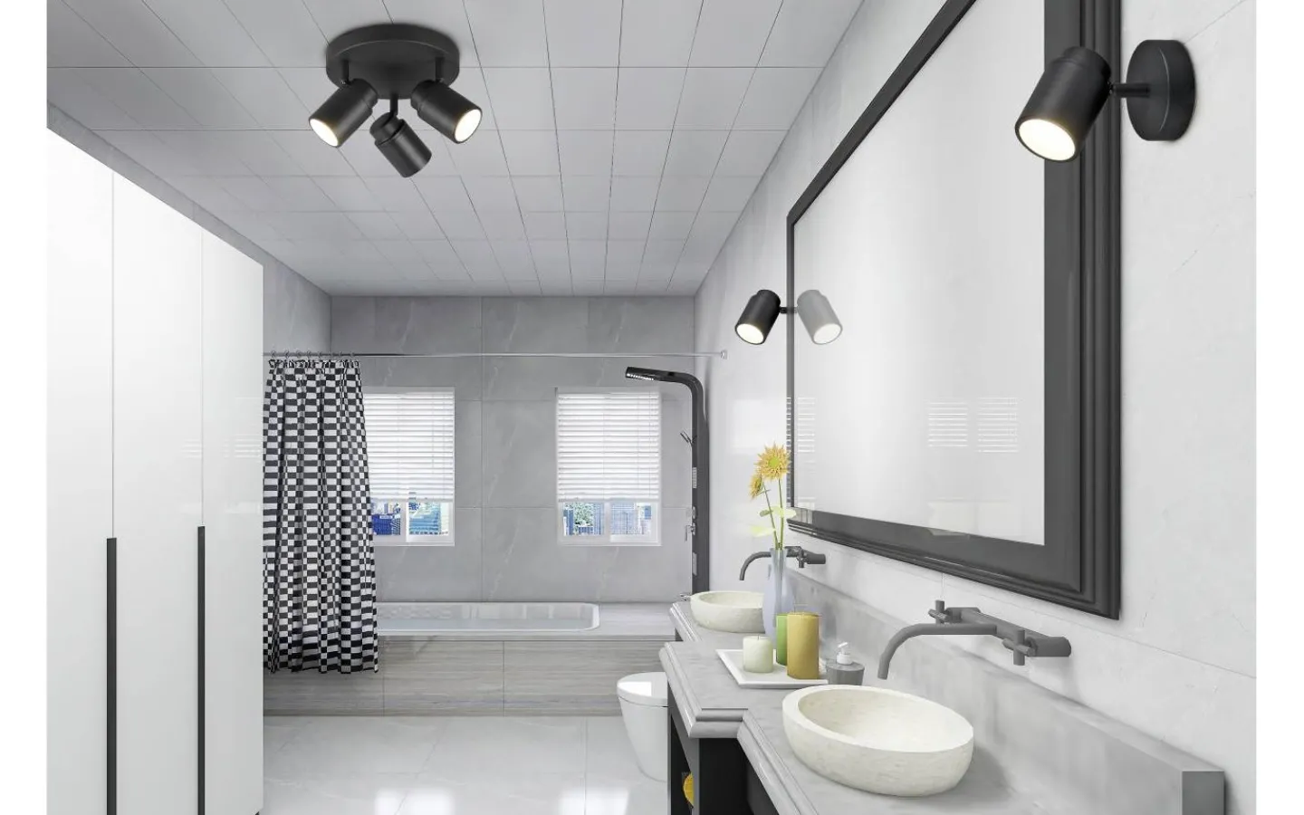 Badrumslampor Vägg-Trio Lighting Angelo H2O Spotlight GU10 mattsvart IP44