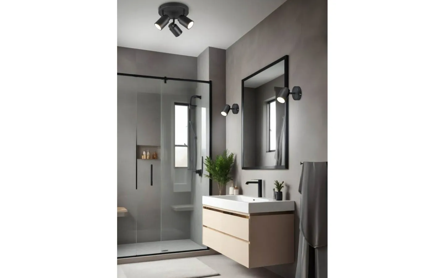 Badrumslampor Vägg-Trio Lighting Angelo H2O Spotlight GU10 mattsvart IP44