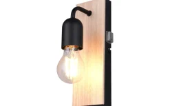 Badrumslampor Vägg-Trio Lighting Arturo H2O Vägglampa 1-del E27 trä/matt svart IP44