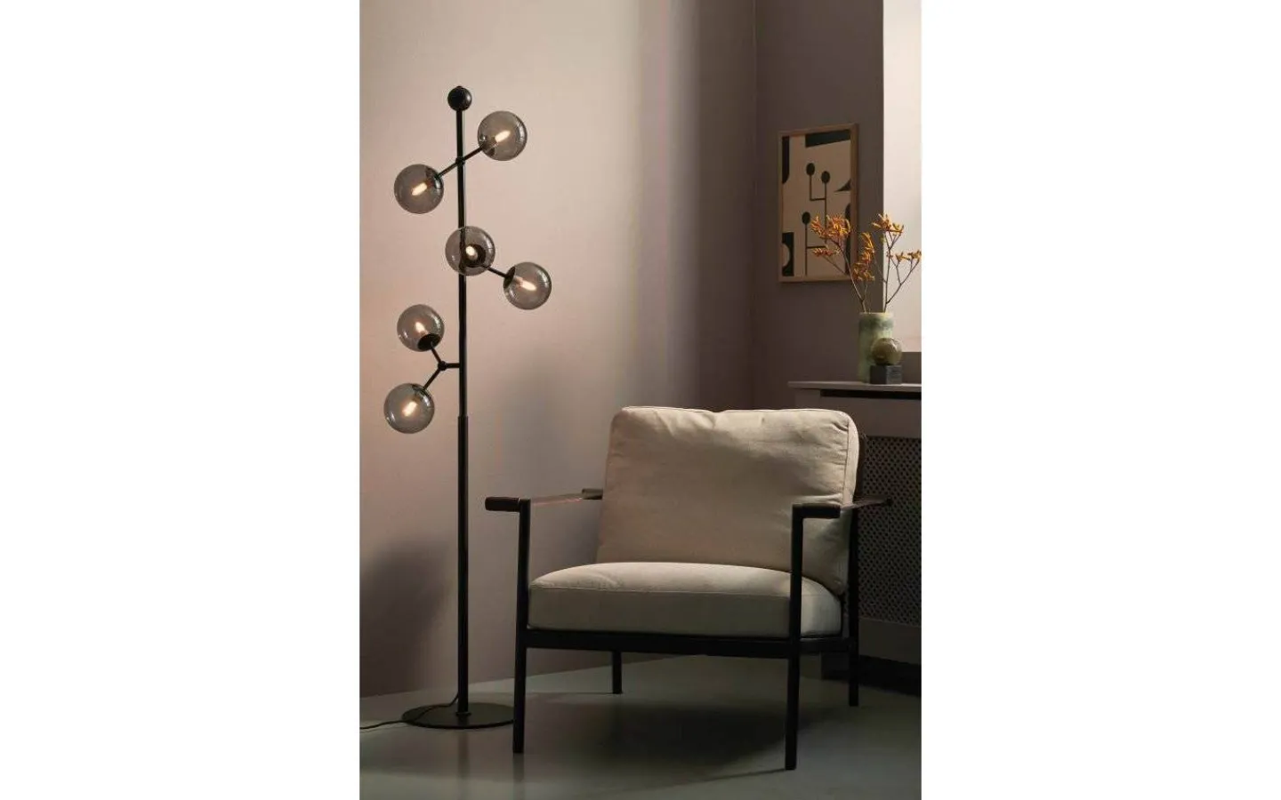 Golvlampor-Halo Design Atom Golvlampa 155cm Svart/Smoke