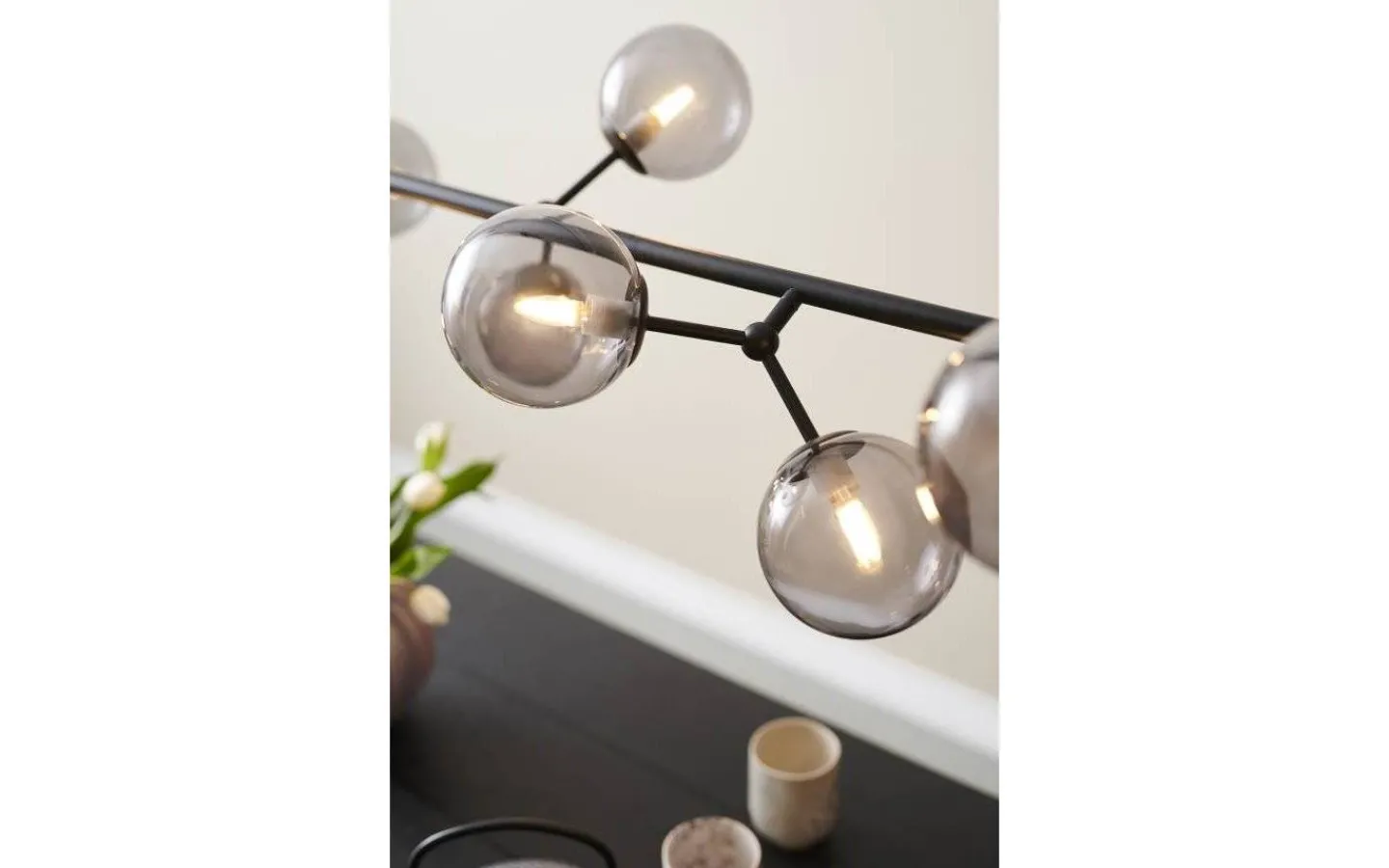 Avlånga Taklampor-Halo Design Atom Taklampa 123cm Svart/Smoke