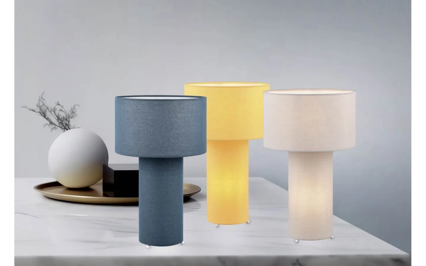 Bordslampor < Trio Lighting Bale Bordslampa 2xE27 grå