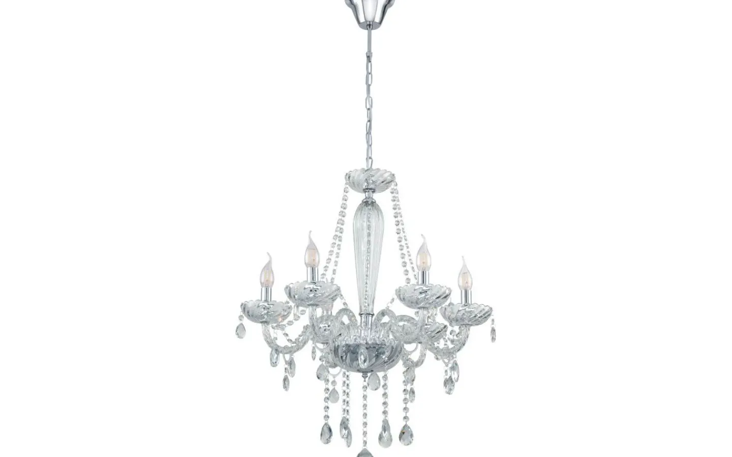 Kristallkronor-Eglo Basilano Kristallkrona 6-Arm 72cm Krom