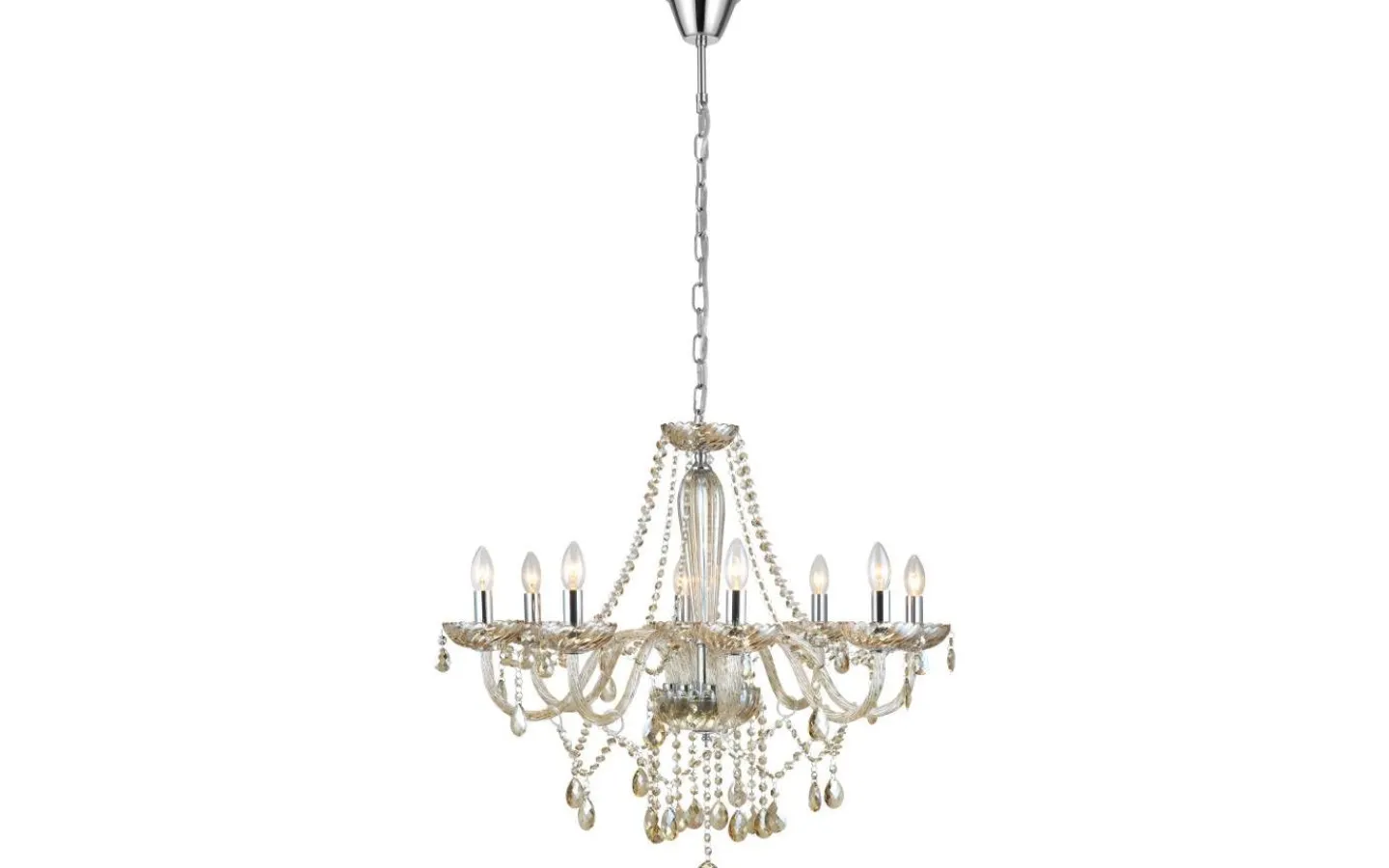 Kristallkronor-Eglo Basilano Kristallkrona 8-Arm 82cm Konjak