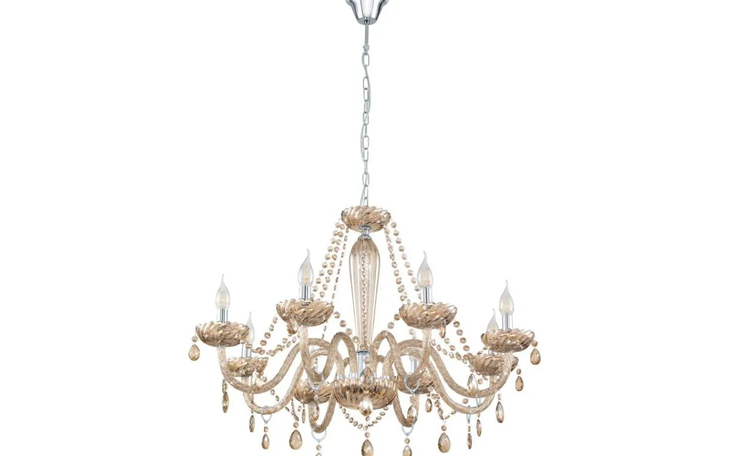 Kristallkronor-Eglo Basilano Kristallkrona 8-Arm 82cm Konjak
