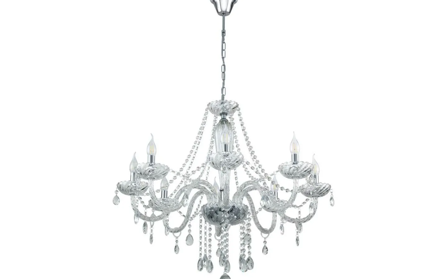 Kristallkronor < Eglo Basilano Kristallkrona 8-Arm 82cm Krom