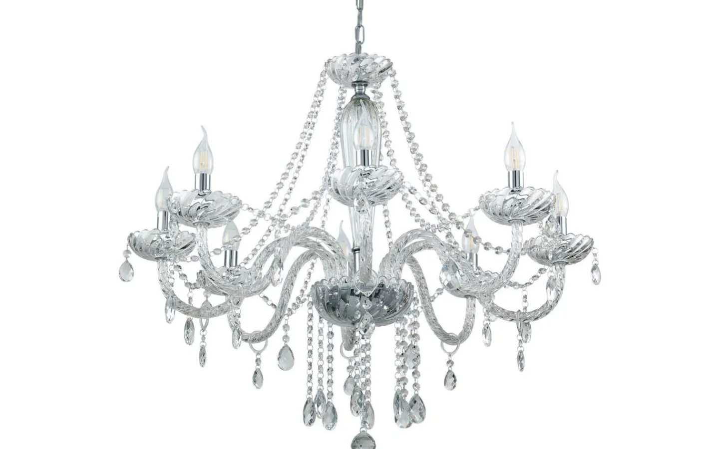 Kristallkronor < Eglo Basilano Kristallkrona 8-Arm 82cm Krom