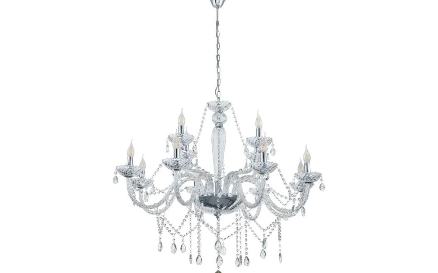 Kristallkronor-Eglo Basilano Kristallkrona 12-Arm 100cm Krom