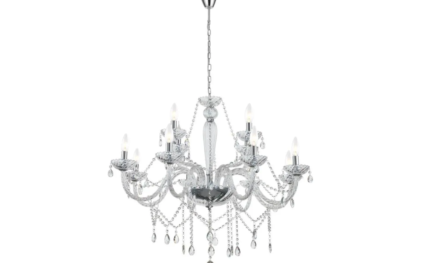 Kristallkronor-Eglo Basilano Kristallkrona 12-Arm 100cm Krom