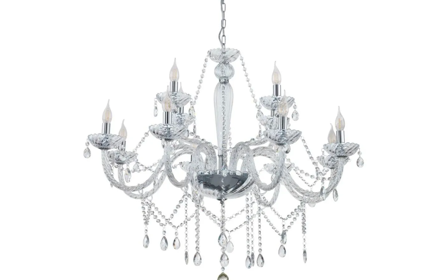 Kristallkronor-Eglo Basilano Kristallkrona 12-Arm 100cm Krom