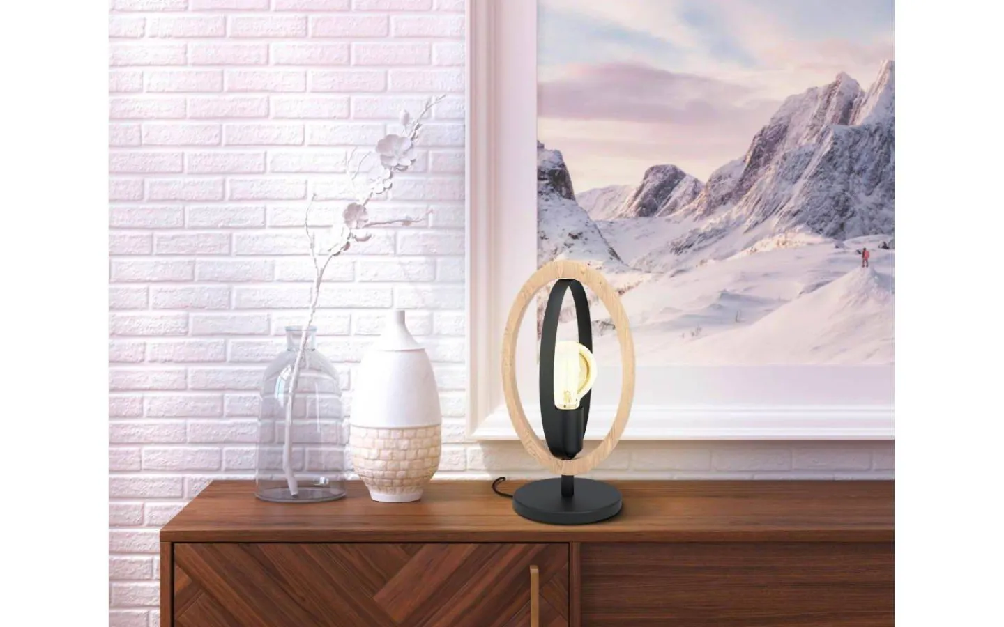 Bordslampor < Eglo Basildon Bordslampa 35cm Trä/Svart