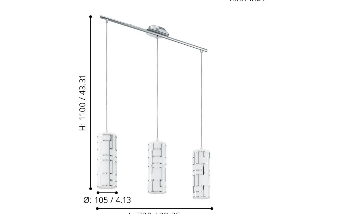 Avlånga Taklampor-Eglo Bayman Taklampa 72cm Krom/Vit