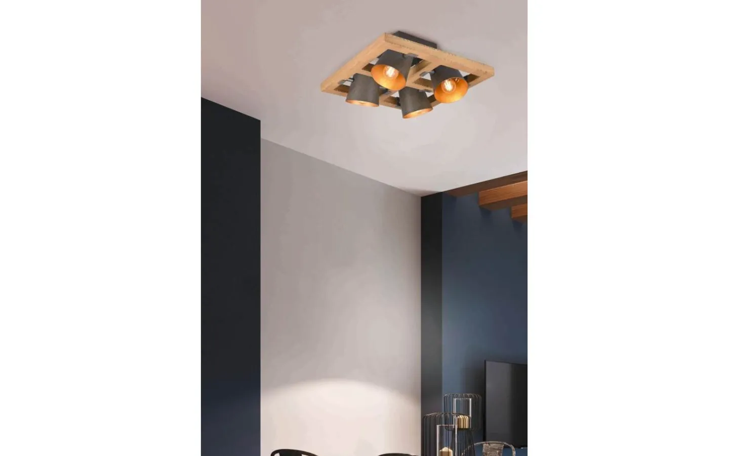 Plafonder < Trio Lighting Bell Plafond 4-delad E14 antik stål