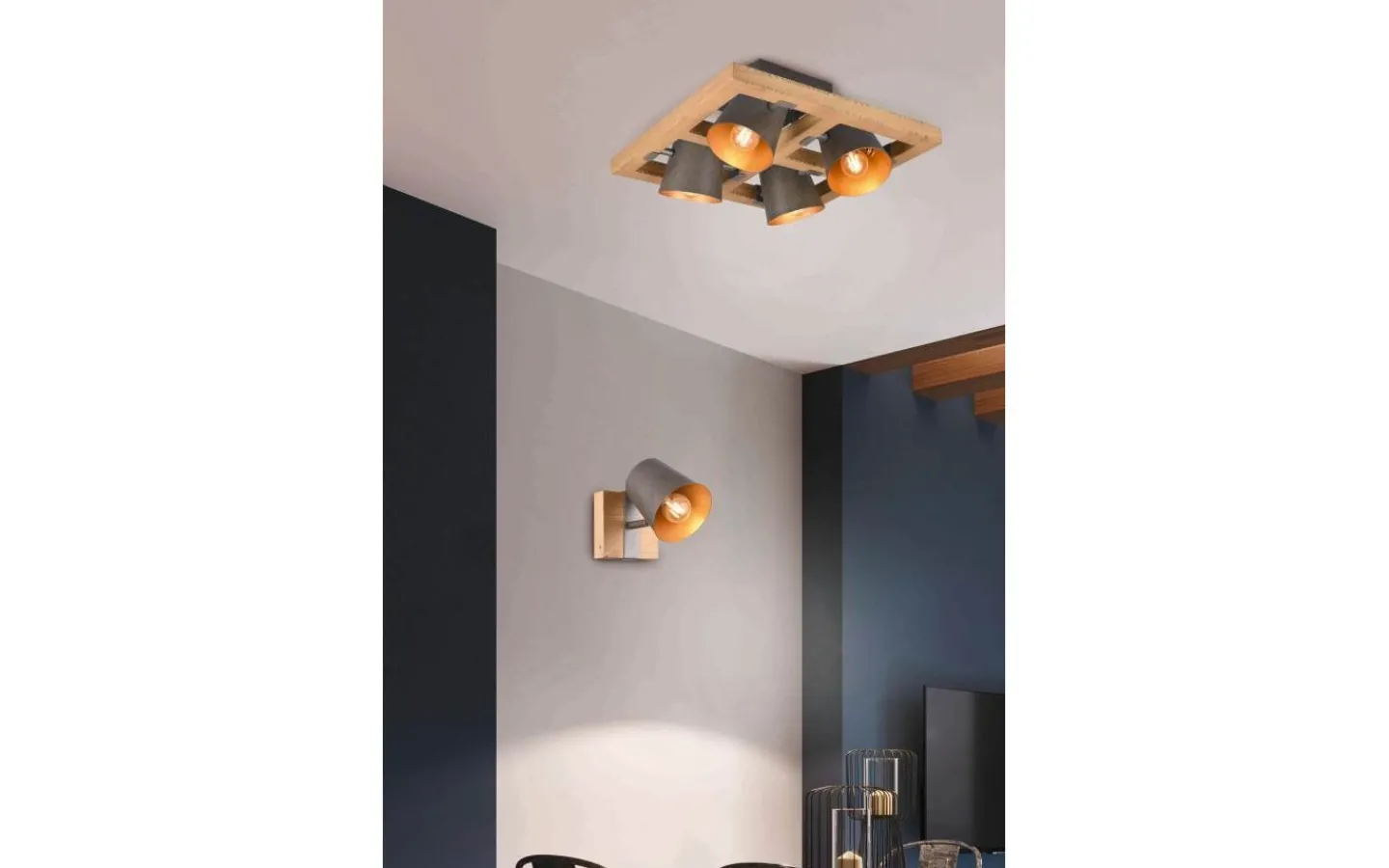 Plafonder < Trio Lighting Bell Plafond 4-delad E14 antik stål