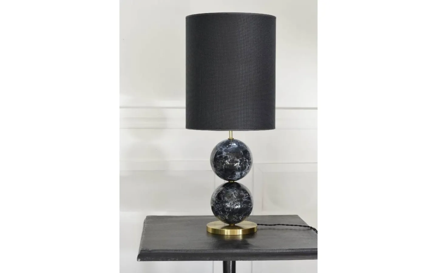 Sovrum|Lampfötter-Hallbergs Bertone Lampfot 47cm Svart Marmor/Mässing