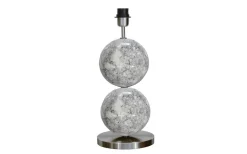 Sovrum|Lampfötter-Hallbergs Bertone Lampfot 47cm Vit Marmor/Silver
