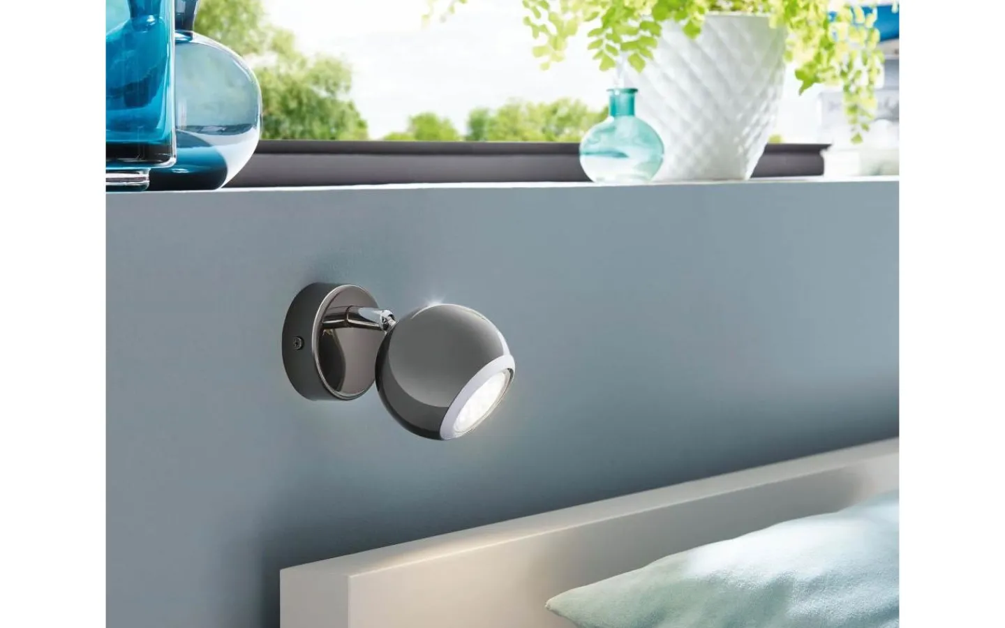 Läslampor-Eglo Bimeda Vägglampa LED 3000K 2,8W Nickel