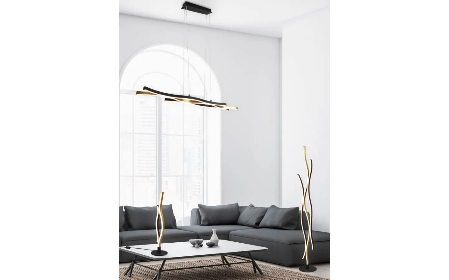 Golvlampor-Trio Lighting Blaze Golvlampa LED matt mässing
