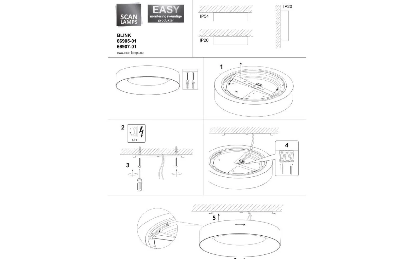 Badrumslampor Tak < Aneta Blink Plafond 30cm LED 18W 2700K Vit IP54