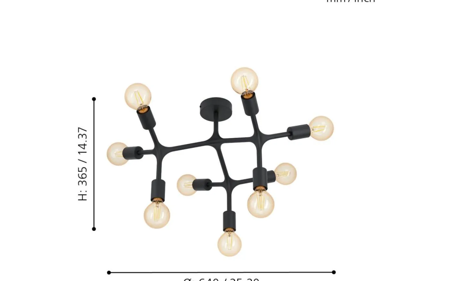 Plafonder-Eglo Bocadella Plafond 64cm Svart
