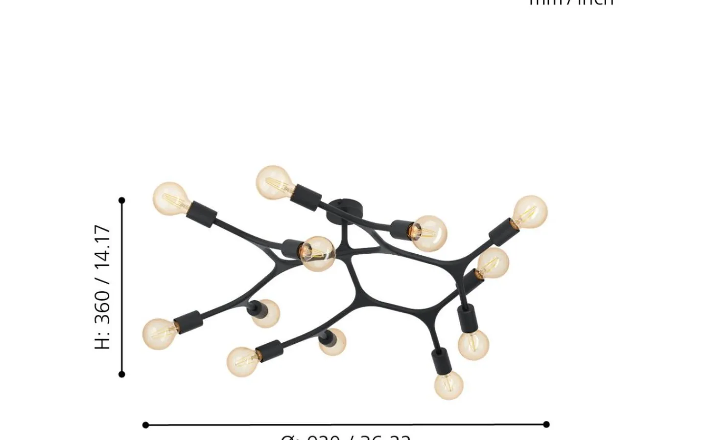 Plafonder-Eglo Bocadella Plafond 92cm Svart
