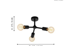 Plafonder-Eglo Bocadella Plafond 34,5cm Svart