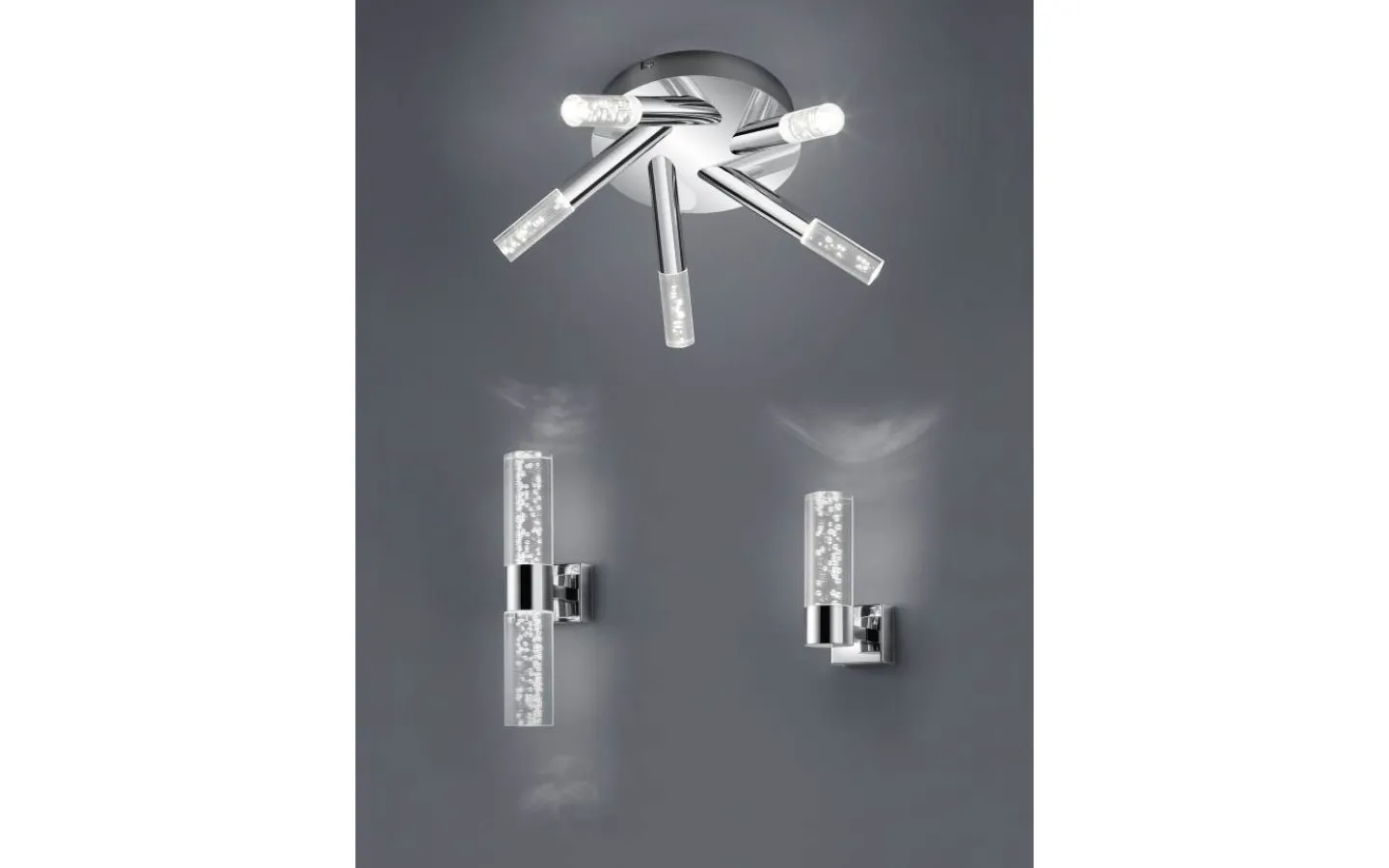 Badrumslampor Tak-Trio Lighting Bolsa H2O Plafond LED rund krom/bubbelglas IP44
