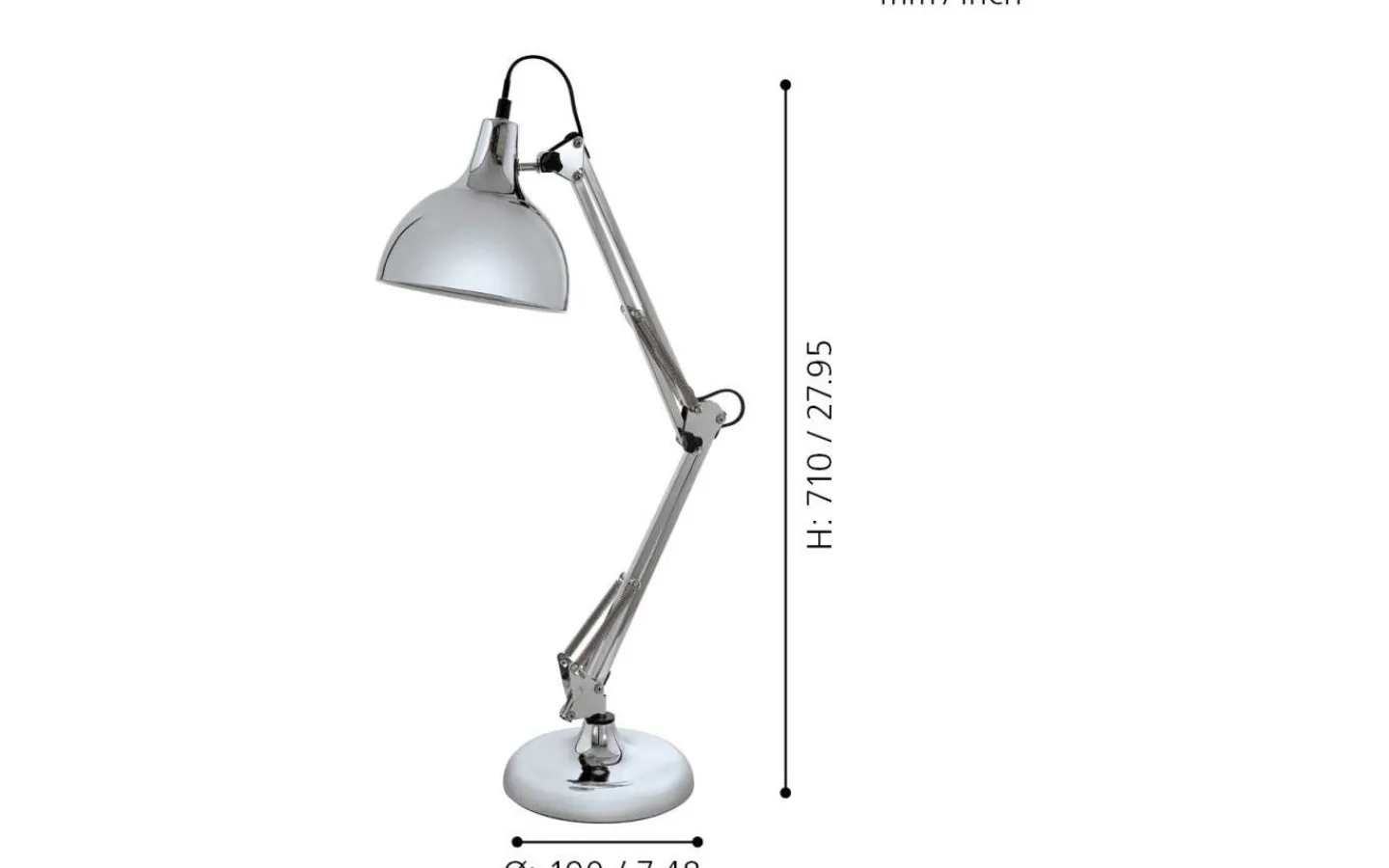 Skrivbordslampor-Eglo Borgillio Skrivbordslampa 71cm Krom