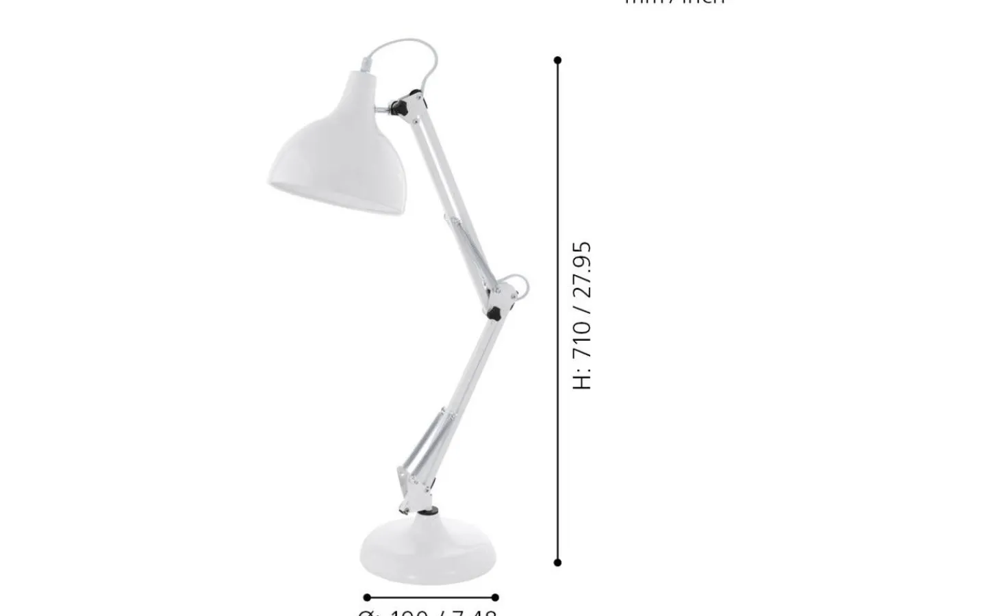 Skrivbordslampor-Eglo Borgillio Skrivbordslampa 71cm Vit