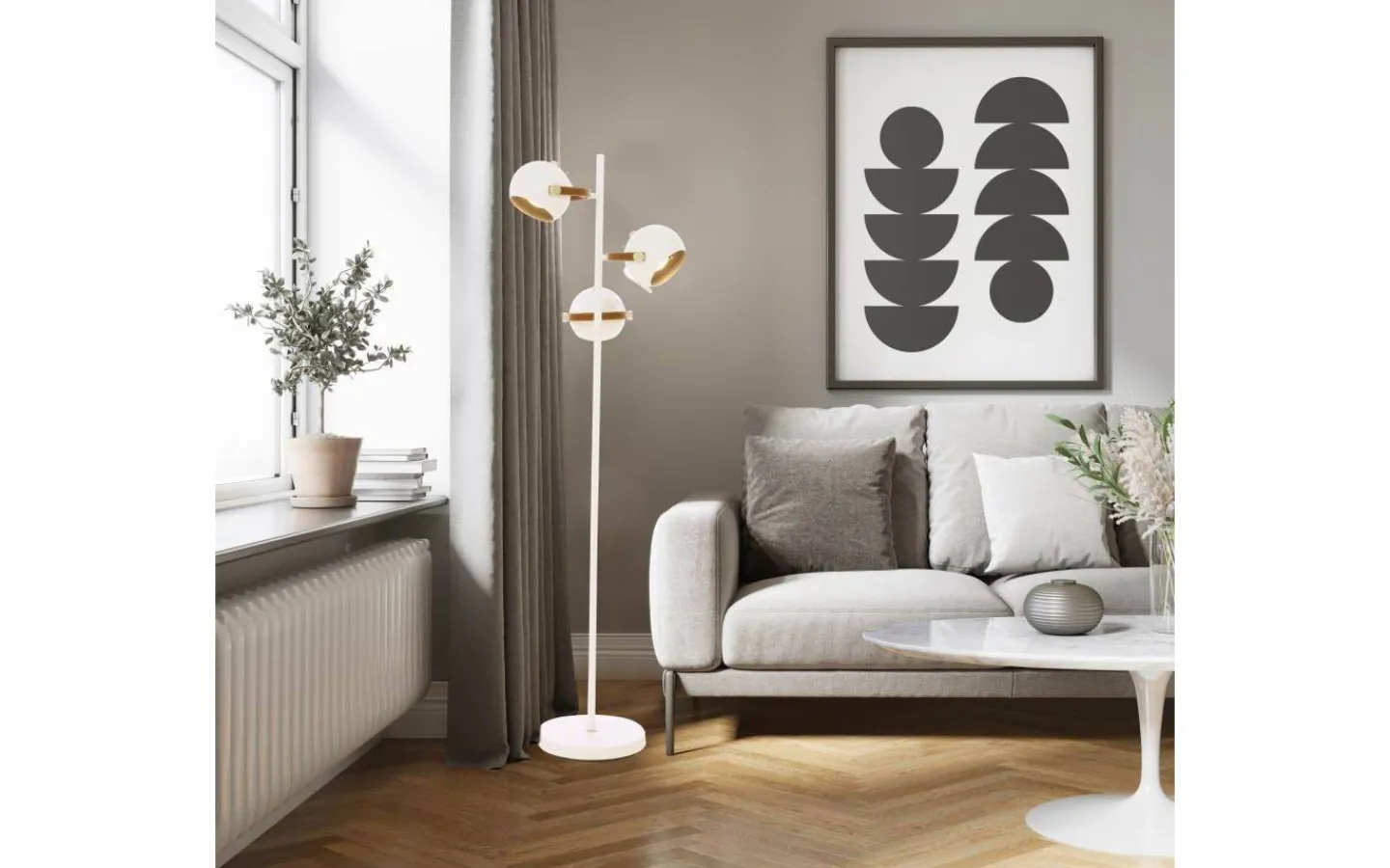 Vardagsrum|Golvlampor-Aneta Bow Golvlampa 152cm 3L Vit