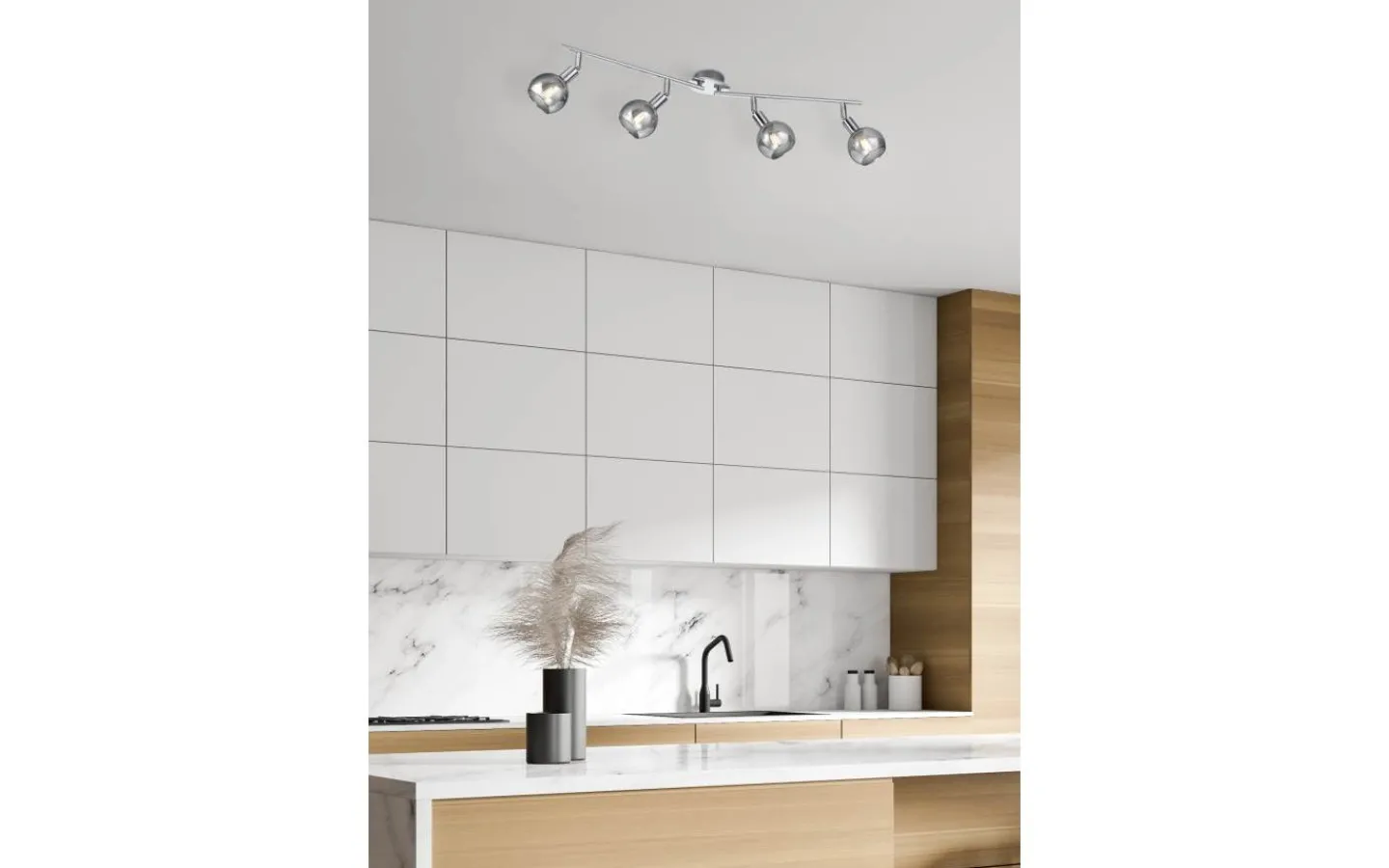 Avlånga Takspotlights|Takspot Med Minst 4 Lampor-Reality Brest Spotlight 4-delad E14 krom