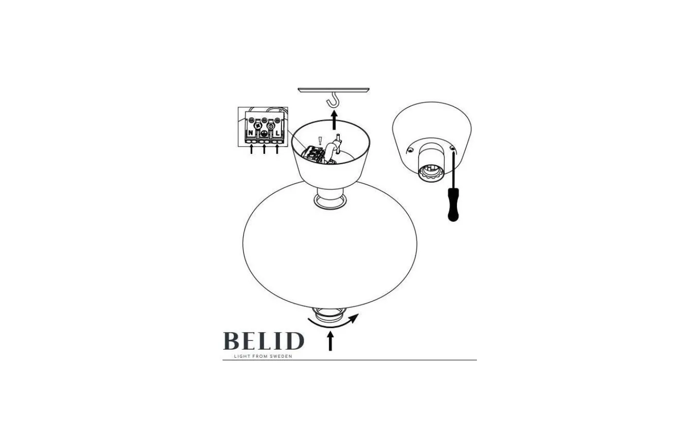 Badrum|Hall & Trappa-Belid Bullo XL Plafond 38cm Svart/Opal
