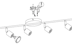 Avlånga Takspotlights|Takspot Med Minst 4 Lampor < Eglo Buzz Takspotlight 69cm GU10 LED 3000K 4x2,8W Nickel