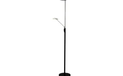 Uplight|Golvläslampor-Aneta Cadiz Golvlampa 186cm LED 28W+5W 3000K Svart/Stål