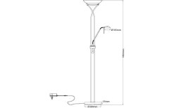 Uplight < Aneta Cannes Golvlampa 180cm LED 25W+5W 3000K Antik