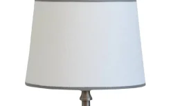 Enfärgade Runda Lampskärmar-Hallbergs Carolin Lampskärm Ø30cm Vit, Grått Band