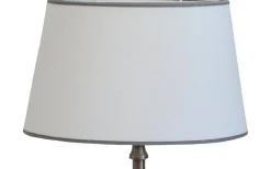Ovala Lampskärmar-Hallbergs Carolin Oval Lampskärm 30cm Vit, Grått Band