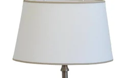 Ovala Lampskärmar-Hallbergs Carolin Oval Lampskärm 20cm Vit, Sandfärgat Band