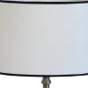 Ovala Lampskärmar-Hallbergs Carolin Oval Lampskärm 30cm Vit, Svart Band