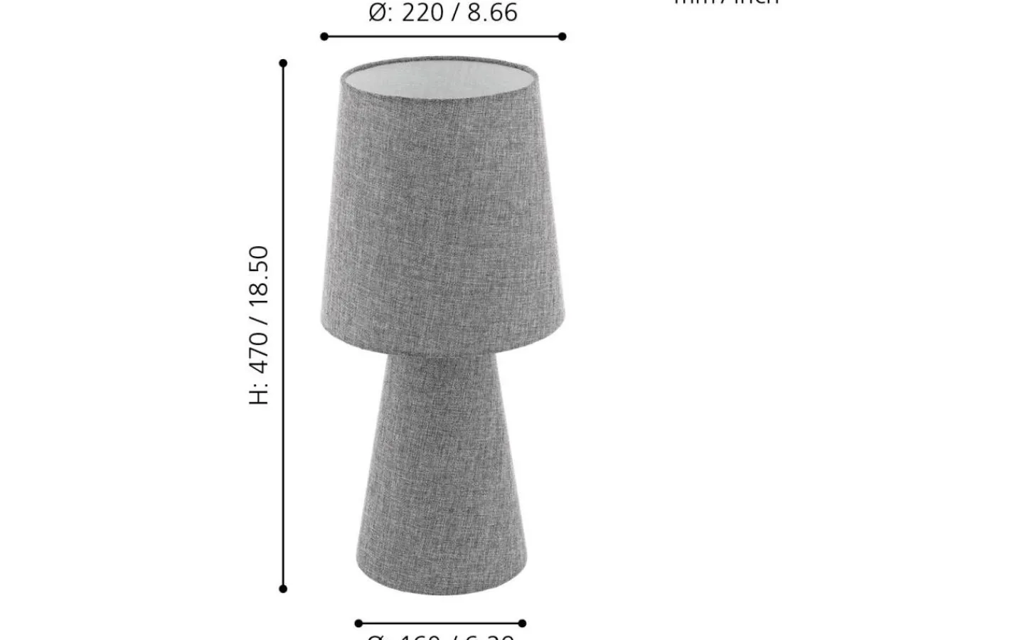 Bordslampor < Eglo Carpara Bordslampa 47cm Grå