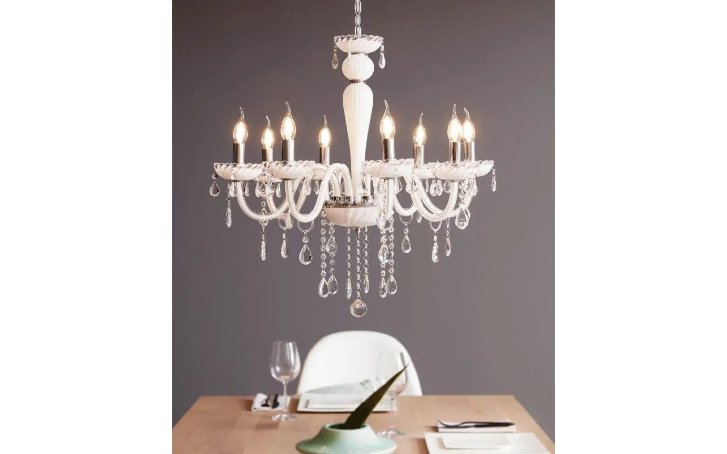 Kristallkronor < Eglo Carpento Kristallkrona 8-Arm 70cm Vit