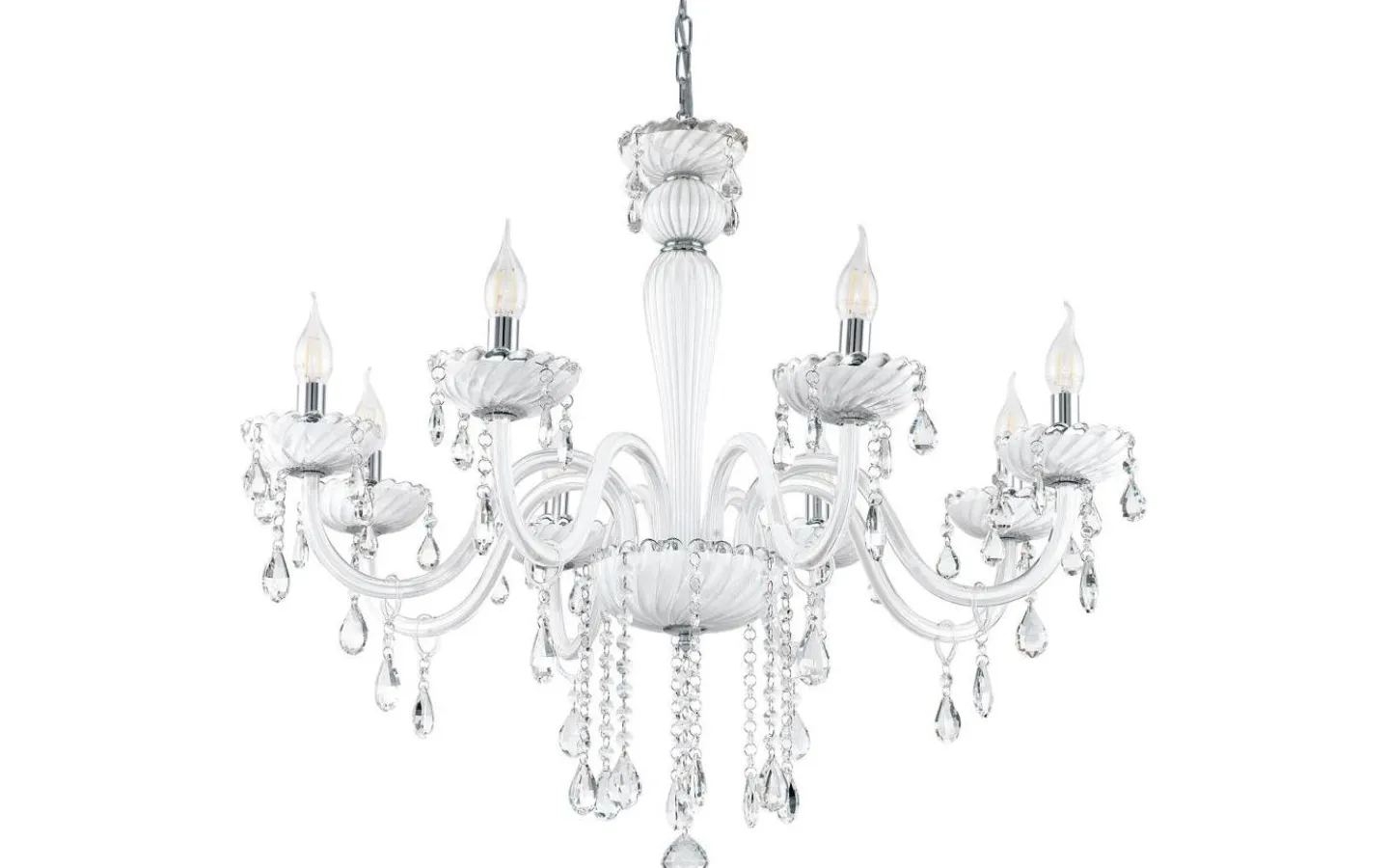 Kristallkronor < Eglo Carpento Kristallkrona 8-Arm 70cm Vit