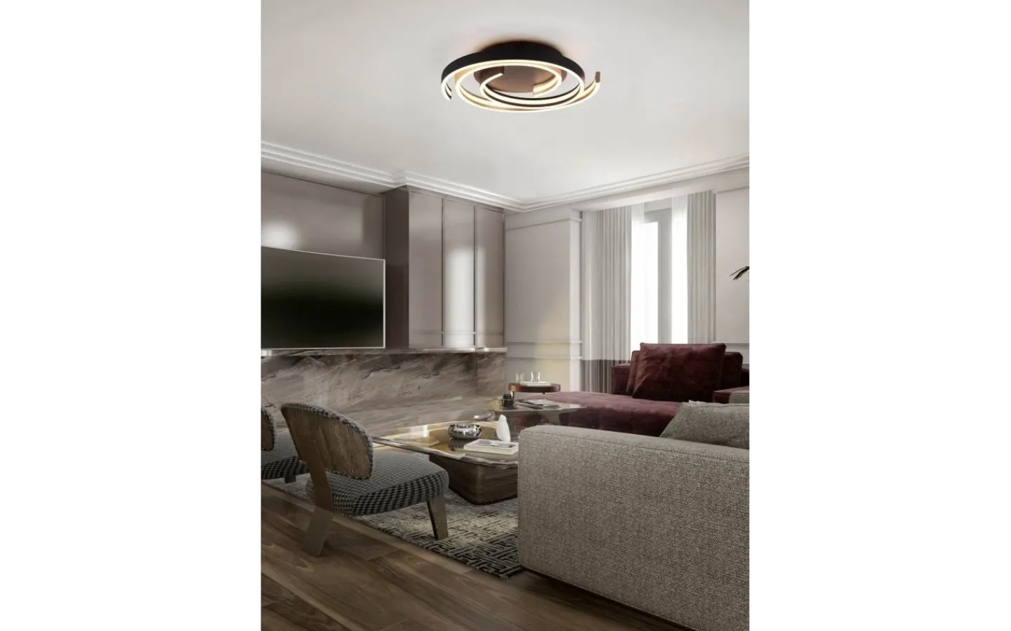 Plafonder-Trio Lighting Caya Plafond LED matt mässing