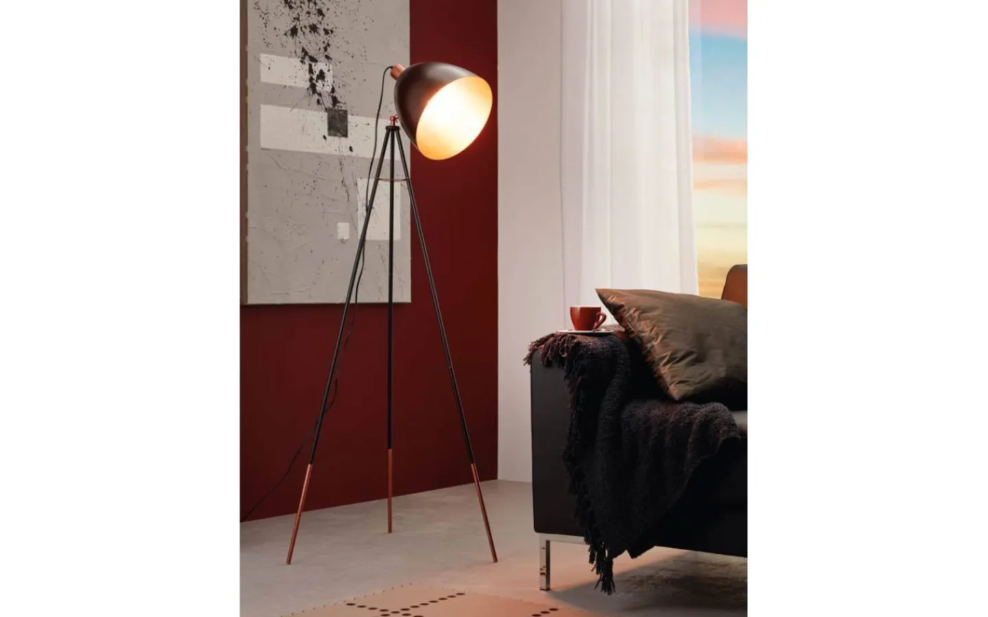 Golvlampor < Eglo Chester Golvlampa 150cm Svart/Koppar