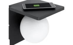 Läslampor < Eglo Cigle Vägglampa Opal + Qi-Laddning Svart